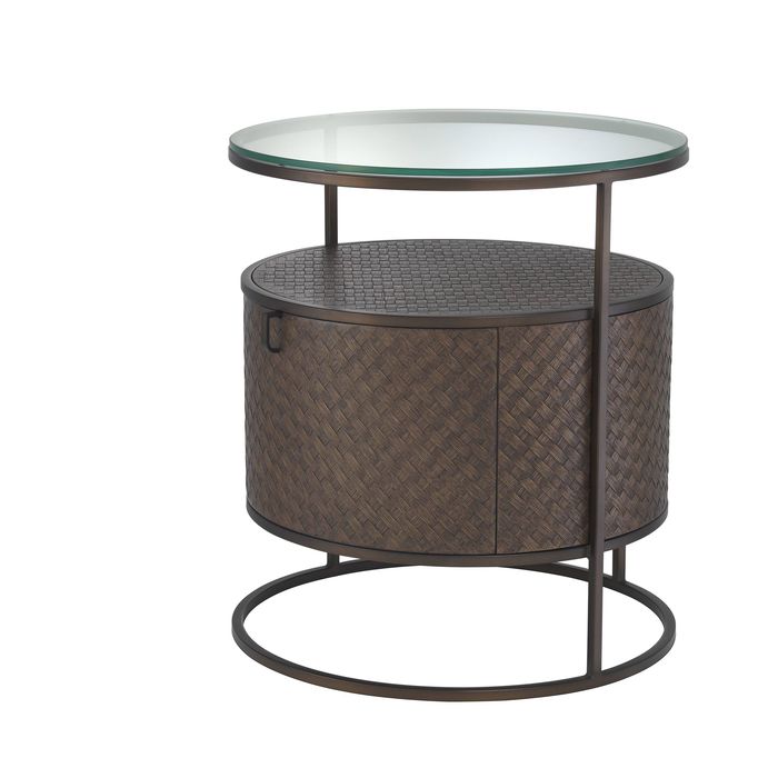 Bed Side Table Napa Valley woven oak veneer