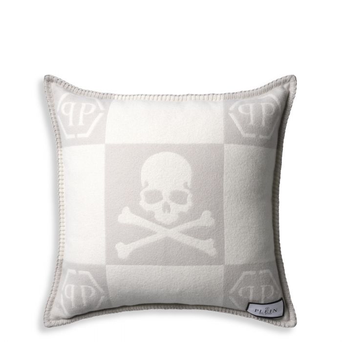 Cushion Cashmere Skull 45 x 45 grey