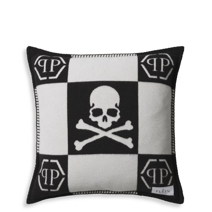 Cushion Cashmere Skull 45 x 45 black