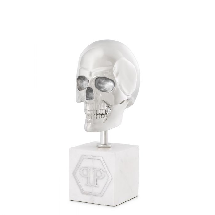 Platinum Skull S marble nickel finish white