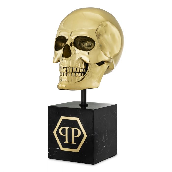 Gold Skull L black marble gold finish