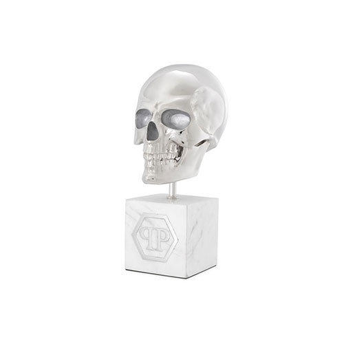 Platinum Skull L white marble nickel finish