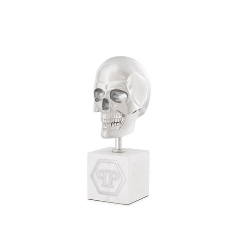 Platinum Skull S marble nickel finish white