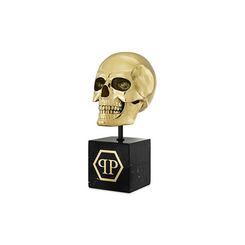 Gold Skull L black marble gold finish