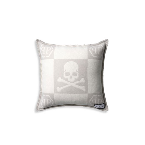 Cushion Cashmere Skull 45 x 45 grey